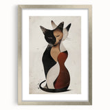 Abstract Cat Bedroom Wall Art - Black and Brown Canvas Print