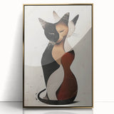 Abstract Cat Bedroom Wall Art - Black and Brown Canvas Print
