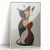 Abstract Cat Bedroom Wall Art - Black and Brown Canvas Print