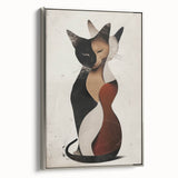 Abstract Cat Bedroom Wall Art - Black and Brown Canvas Print