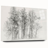 Black & White Forest Sketch – Minimalist Living Room Wall Art