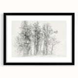 Black & White Forest Sketch – Minimalist Living Room Wall Art