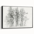 Black & White Forest Sketch – Minimalist Living Room Wall Art