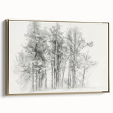 Black & White Forest Sketch – Minimalist Living Room Wall Art