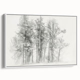 Black & White Forest Sketch – Minimalist Living Room Wall Art
