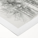 Black & White Forest Sketch – Minimalist Living Room Wall Art