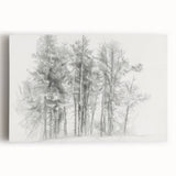 Black & White Forest Sketch – Minimalist Living Room Wall Art