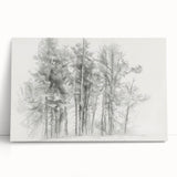 Black & White Forest Sketch – Minimalist Living Room Wall Art