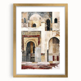 Abstract architecture wall art framed in gold, showcasing intricate geometric patterns and a modern design aesthetic, perfect for contemporary home decor.