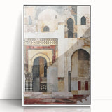 Framed abstract architecture wall art in white acrylic, showcasing geometric shapes and lines, perfect for modern home decor. Ideal for minimalist and contemporary styles, adding elegance to any room.