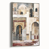 Framed abstract architecture wall art in silver, showcasing a modern design with geometric shapes and lines, perfect for contemporary home décor.