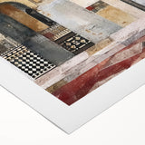 Abstract architectural wall art on rolled canvas, showcasing vibrant geometric shapes and lines in a modern color palette, ideal for contemporary decor.