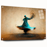 Abstract figurative wall art displayed in a side view, showcasing vibrant colors and intricate designs on acrylic glass, accented with decorative pins. This unique piece enhances modern interiors with its artistic flair and contemporary style.