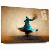 Abstract figurative wall art piece displayed in acrylic glass, showcasing vibrant colors and dynamic shapes, ideal for modern interior decor.