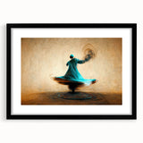 Abstract figurative wall art in a sleek black frame with a white mat, showcasing vibrant colors and modern design, perfect for contemporary home decor.