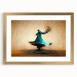 Abstract figurative wall art framed with a gold mat, showcasing vibrant colors and dynamic shapes, perfect for modern home decor. Ideal for art enthusiasts seeking unique decorative pieces.