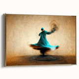 Framed abstract figurative wall art with a gold border, showcasing elegant curves and vibrant colors, perfect for modern home decor. Ideal for living spaces.