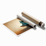 Abstract figurative wall art print showcasing vibrant colors and dynamic shapes, rolled and ready for display, ideal for modern home decor.