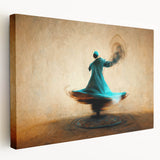 Abstract figurative wall art in vibrant colors on stretched canvas, showcasing dynamic shapes and textures for modern decor, viewed from the side.