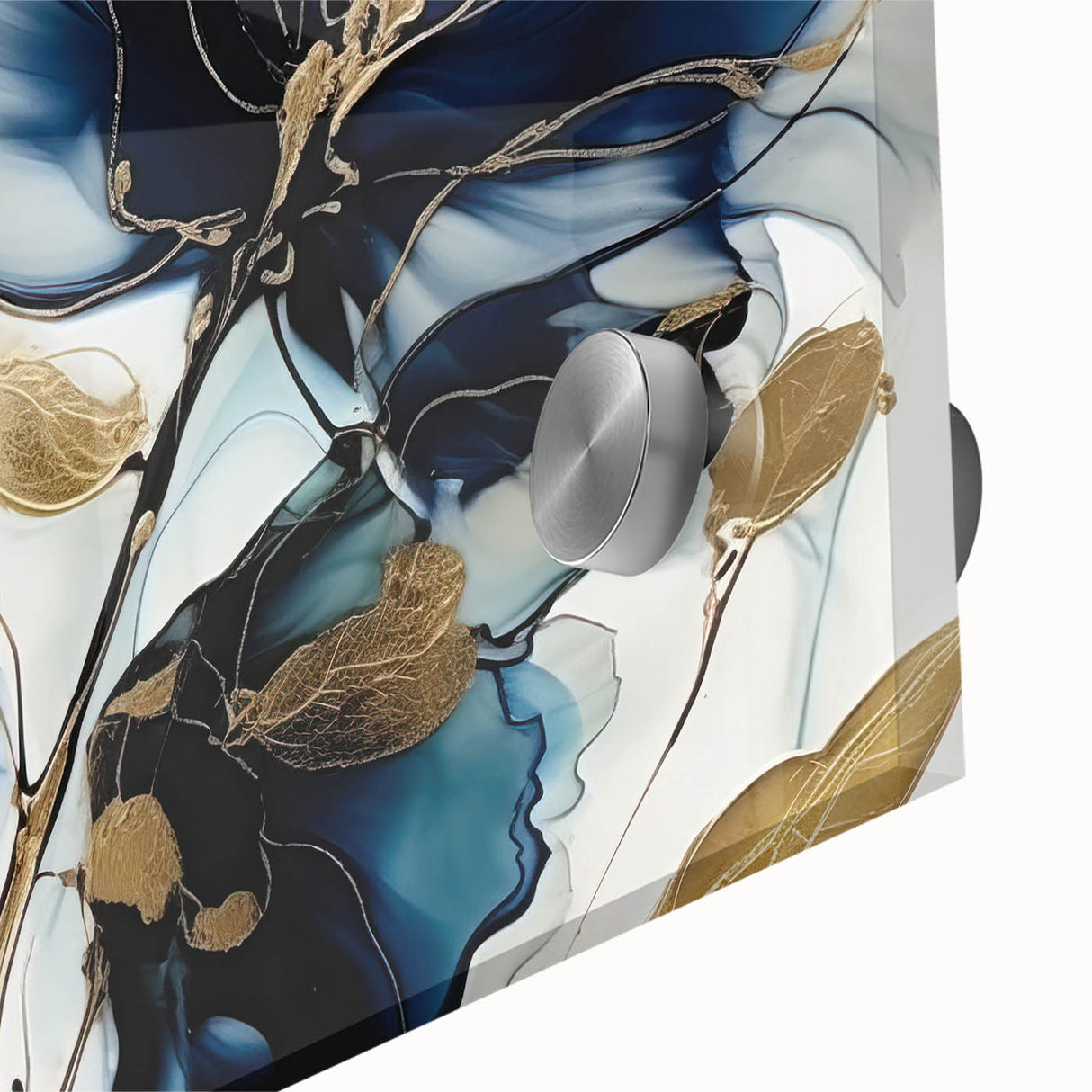 Close-up of vibrant abstract floral wall art design on acrylic glass, showcasing vivid colors and intricate details, perfect for modern home decor.