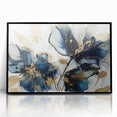 Framed abstract floral wall art with vibrant colors in a black frame, showcasing a modern design perfect for home decor. Ideal for adding a touch of elegance to any living space.