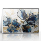 Framed abstract floral wall art in vibrant colors, showcasing intricate designs and textures, perfect for modern decor. Ideal for enhancing living spaces.