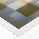 Abstract geometric rolled canvas artwork with vibrant colors and intricate shapes, elegantly packaged in a protective cardboard tube for display. Perfect for modern home decor.