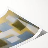 Abstract geometric rolled print showcasing vibrant colors and intricate patterns, elegantly packaged in a protective cardboard tube, ideal for modern decor.