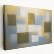 Abstract geometric stretched canvas artwork showcasing vibrant colors and sharp lines, ideal for modern home decor. The side view highlights its sleek finishing and quality craftsmanship, perfect for enhancing contemporary living spaces.