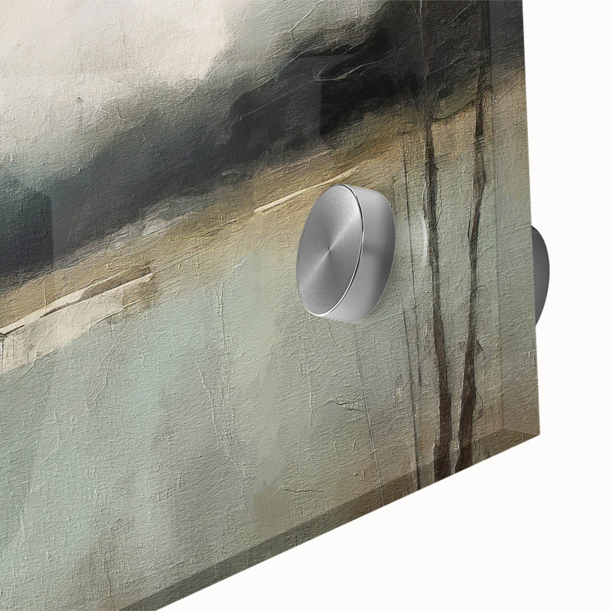 Close-up of vibrant abstract landscapes wall art print on acrylic glass, showcasing rich colors and intricate details ideal for modern home decor.