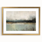 Abstract landscape wall art framed in gold with a mat, showcasing vibrant colors and fluid shapes, perfect for modern home decor. Ideal for enhancing living spaces.