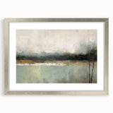 Abstract landscape wall art framed in silver with a mat, showcasing vibrant colors and unique textures, perfect for modern home decor.