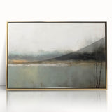 Framed abstract landscape wall art showcasing vibrant gold and earthy tones, perfect for modern home decor. Features sleek acrylic finish and elegant design.