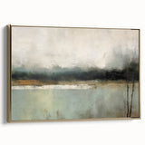 Framed abstract landscape wall art in gold tones, showcasing a modern design with textured details, perfect for enhancing contemporary home decor.