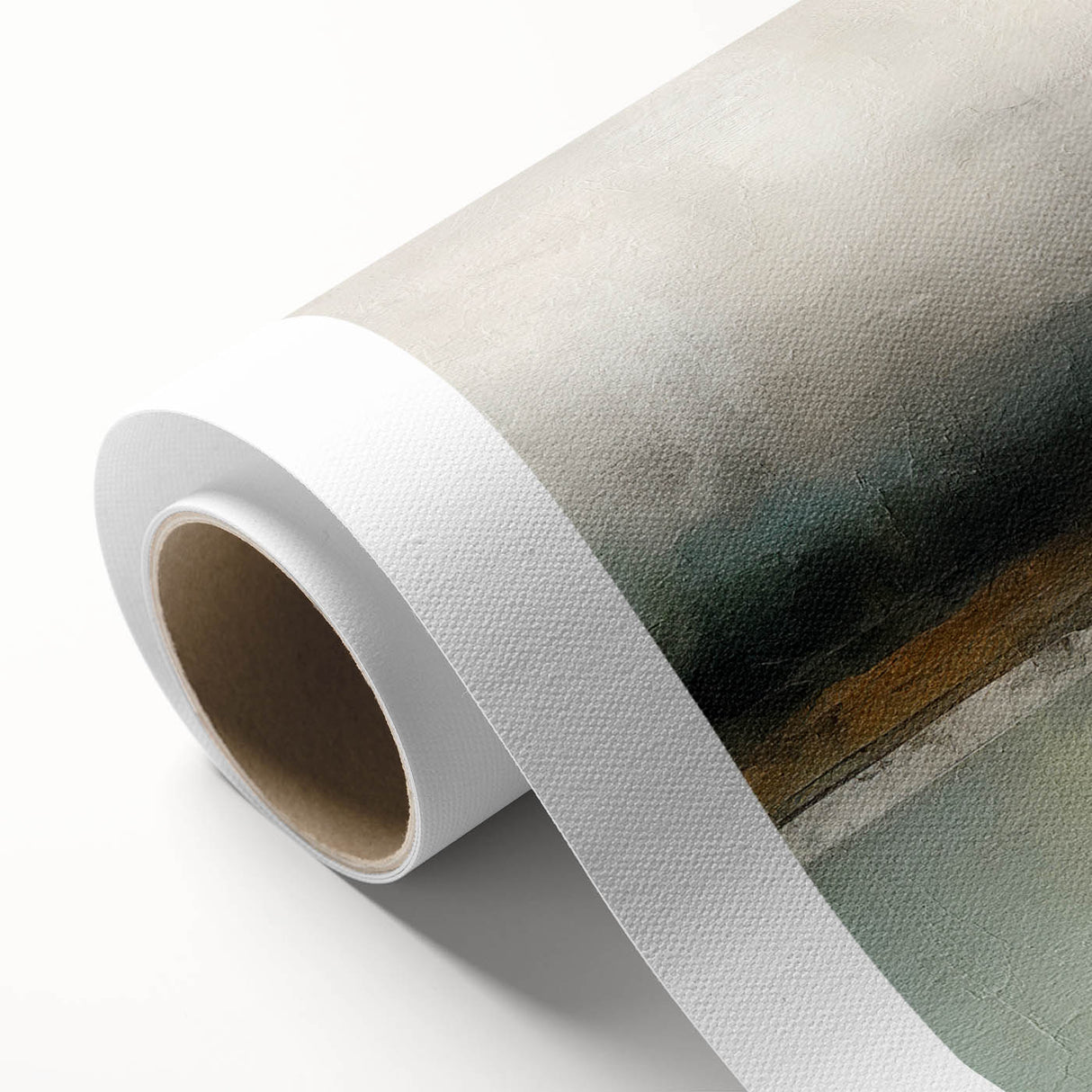 Abstract landscape wall art printed on rolled canvas, showcasing vibrant colors and fluid shapes, ideal for modern home decor and artistic expression.