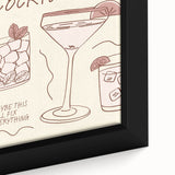 Extra large black wall art featuring colorful, textured food and drink motifs on a framed canvas.