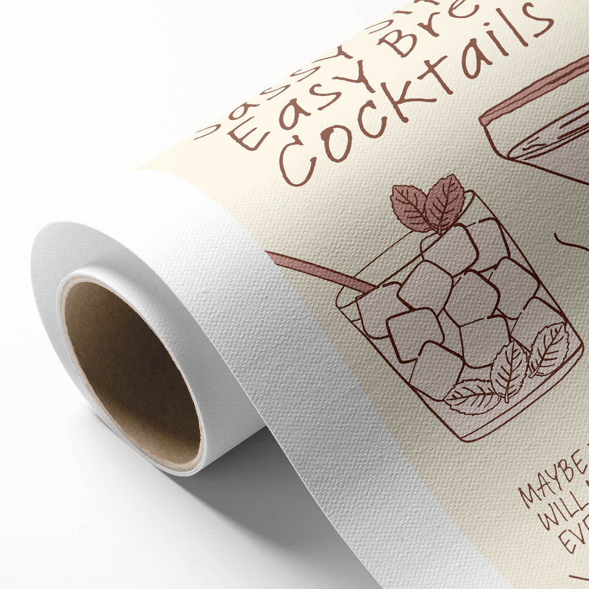 Art deco poster featuring a stylized cocktail glass in pastel shades on rolled canvas, ideal for dining room wall art.