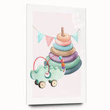Girls Room Wall Art - Stacking Rings & Toy Car Kids Room Art