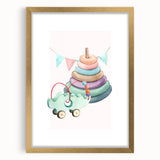 Girls Room Wall Art - Stacking Rings & Toy Car Kids Room Art
