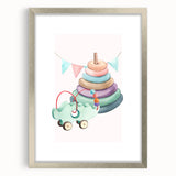 Girls Room Wall Art - Stacking Rings & Toy Car Kids Room Art