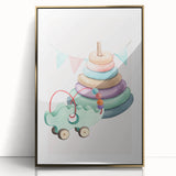 Girls Room Wall Art - Stacking Rings & Toy Car Kids Room Art