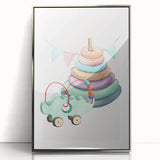 Girls Room Wall Art - Stacking Rings & Toy Car Kids Room Art