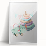 Girls Room Wall Art - Stacking Rings & Toy Car Kids Room Art