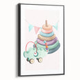 Girls Room Wall Art - Stacking Rings & Toy Car Kids Room Art