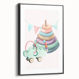 Girls Room Wall Art - Stacking Rings & Toy Car Kids Room Art