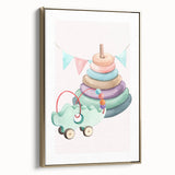 Girls Room Wall Art - Stacking Rings & Toy Car Kids Room Art