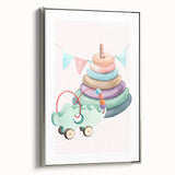 Girls Room Wall Art - Stacking Rings & Toy Car Kids Room Art