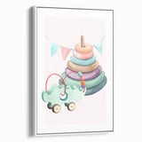 Girls Room Wall Art - Stacking Rings & Toy Car Kids Room Art