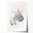 Girls Room Wall Art - Stacking Rings & Toy Car Kids Room Art