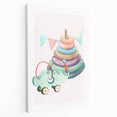 Girls Room Wall Art - Stacking Rings & Toy Car Kids Room Art